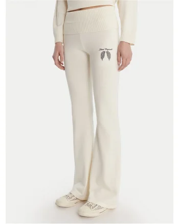 Pantaloni dama,  viscoza, tricotati, ecru