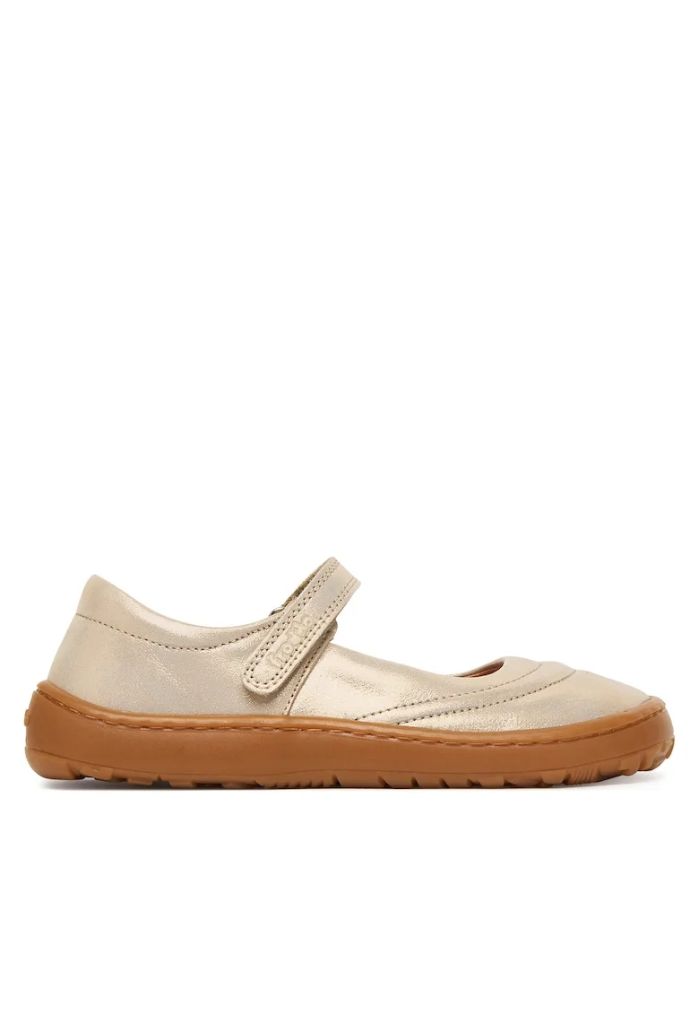Pantofi copii,  piele naturala, auriu, sistem inchidere Velcro
