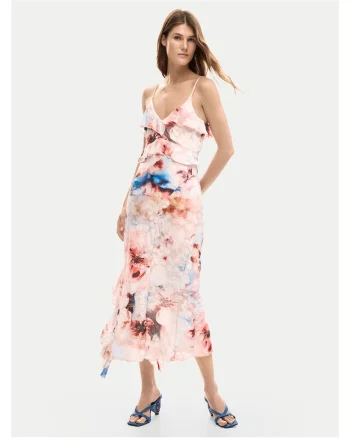 Rochie de vara,  poliester, roz, 94% poliester