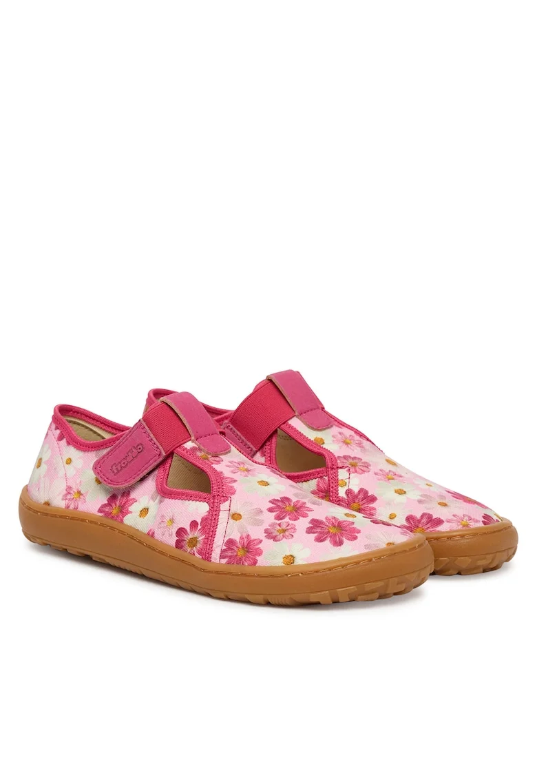 Sandale Fete,  material textil, roz, talpa plata