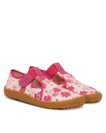 Sandale Fete,  material textil, roz, talpa plata
