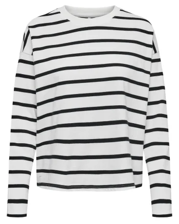 Bluza dama,  simpla, dungi, alb/negru, bumbac
