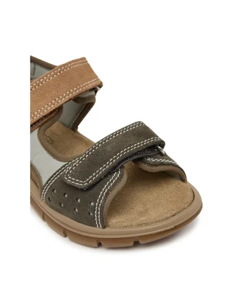 Sandale Baieti,  piele naturala, kaki/maro