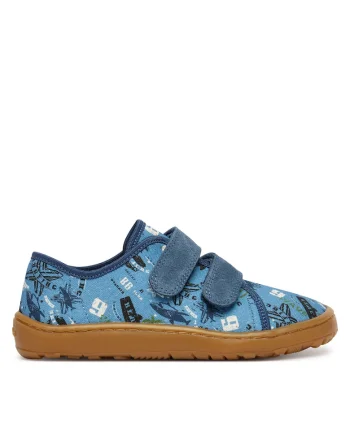 Pantofi copii,  albastru, tesatura, plat