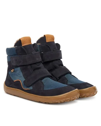 Cizme de zapada copii,  piele naturala, albastru, velcro