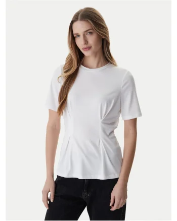 Tricou dama,  slim fit, alb, poliester/viscoza/elastan