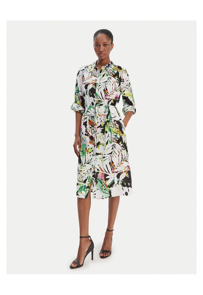 Rochie camasa,  nasturi, multicolor, 50% poliester