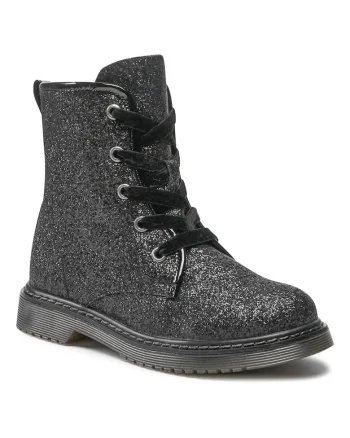 Cizme fete,  negru, material sintetic, cu fermoar