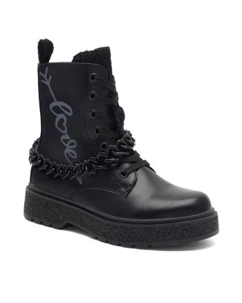 Cizme copii,  negru, material sintetic, fermoar,
