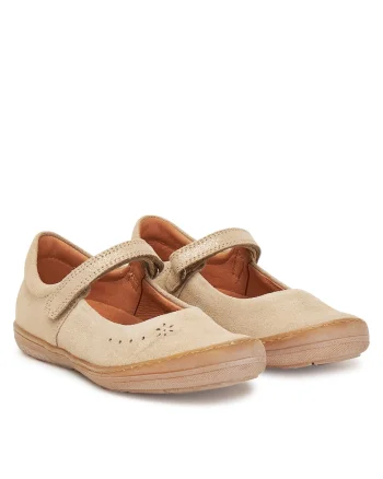 Pantofi copii,  piele naturala, auriu, inchidere Velcro,