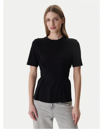 Tricou dama,  slim fit, negru, poliester/viscoza/elastan