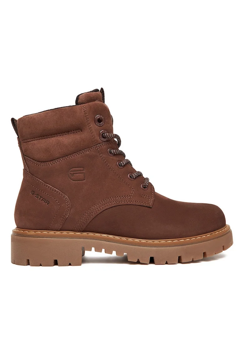 Ghete copii, G-Star Raw, piele naturala, maro, talpa groasa, inchidere cu fermoar