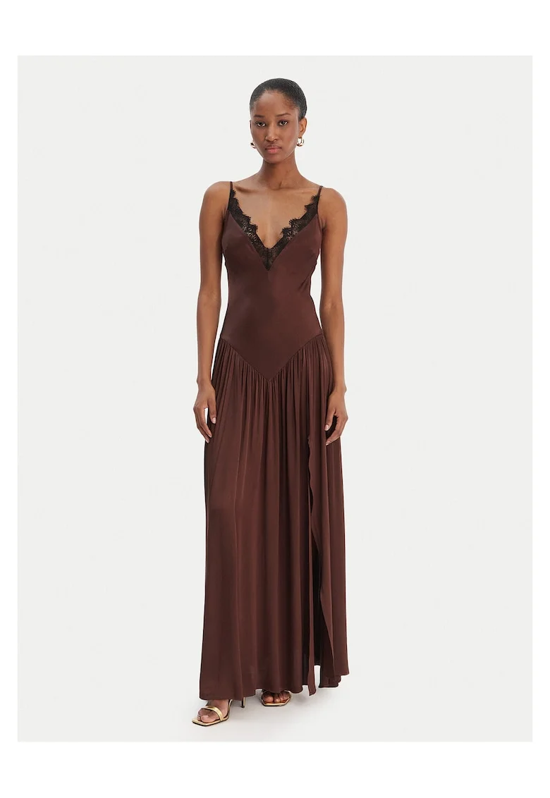 Rochie de seara,  maro, fermoar, viscoza