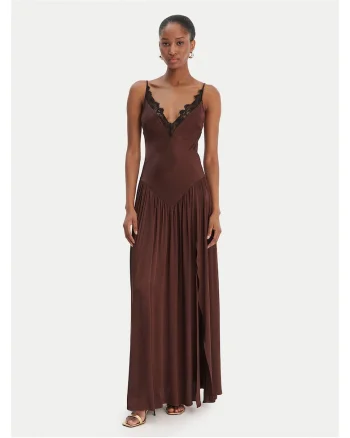 Rochie de seara,  maro, fermoar, viscoza