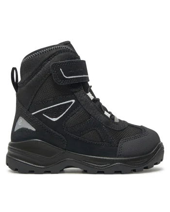 Cizme de zapada copii,  piele naturala, negru, sistem inchidere Velcro,