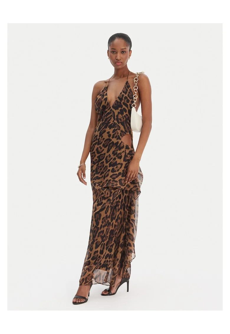 Rochie cocktail  poliester, maro