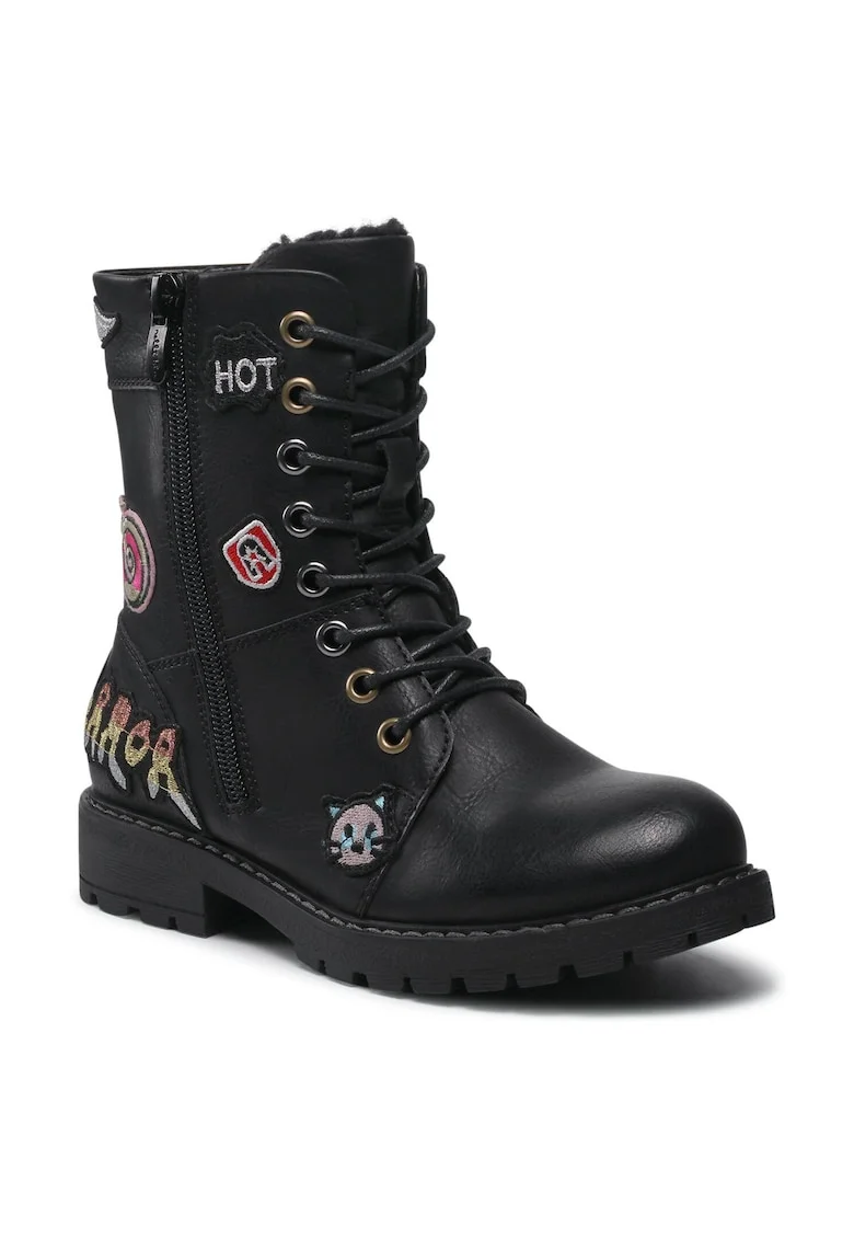 Cizme copii,  casual, negru, material sintetic, fermoar,
