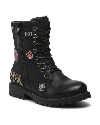 Cizme copii,  casual, negru, material sintetic, fermoar,