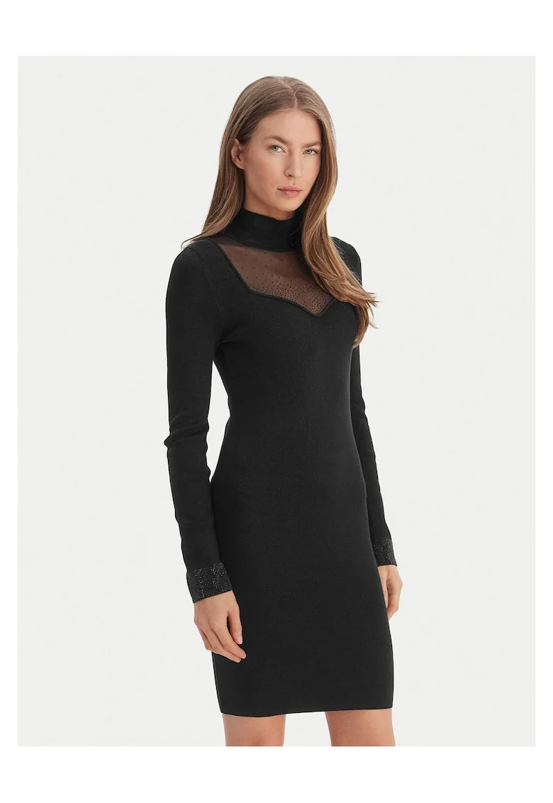 Rochie tricotata de dama,  neagra, 59% viscoza,