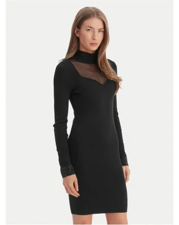 Rochie tricotata de dama,  neagra, 59% viscoza,