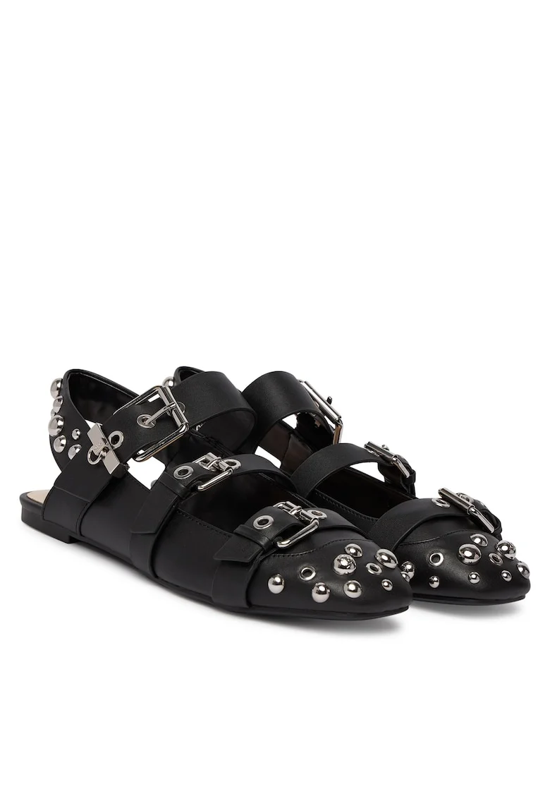 Balerini dama,  piele naturala, negru