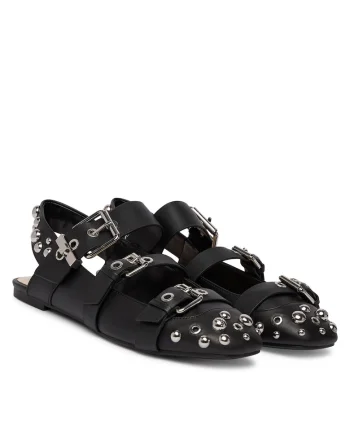Balerini dama,  piele naturala, negru