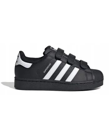 Pantofi copii,  SUPERSTAR, piele naturala, velcro, alb/negru