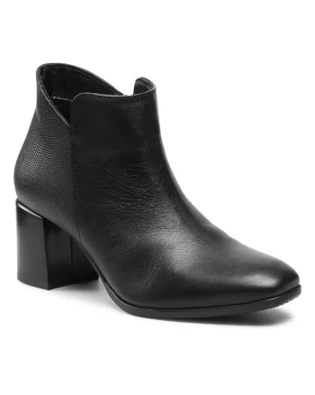 Botine dama,  piele naturala, negru, toc clasic, fermoar