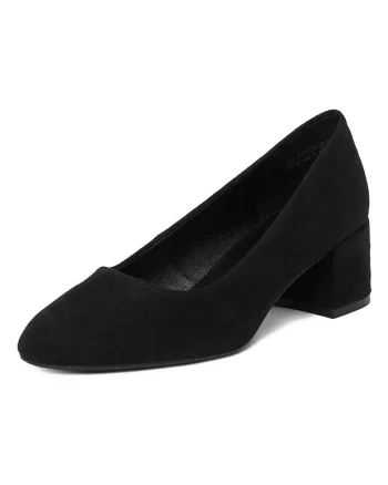 Pantofi dama,  toc bloc, elegant, negru, textil