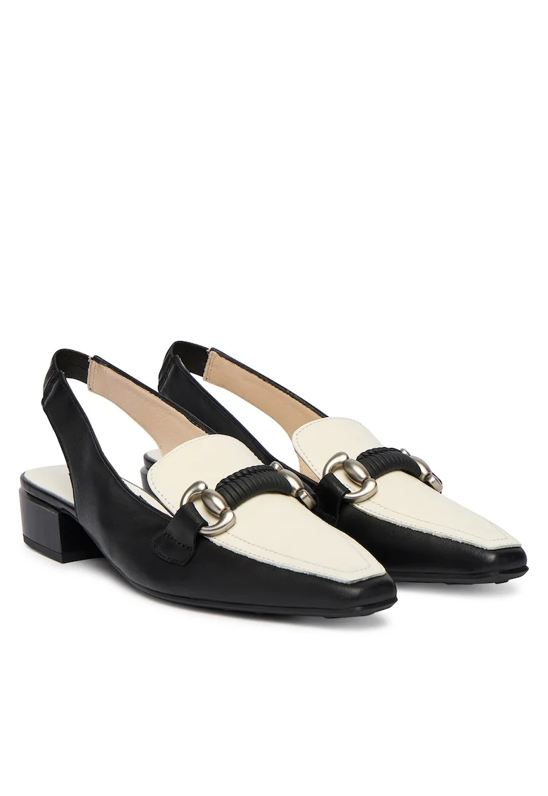 Pantofi dama,  piele naturala, alb/negru