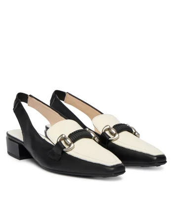 Pantofi dama,  piele naturala, alb/negru