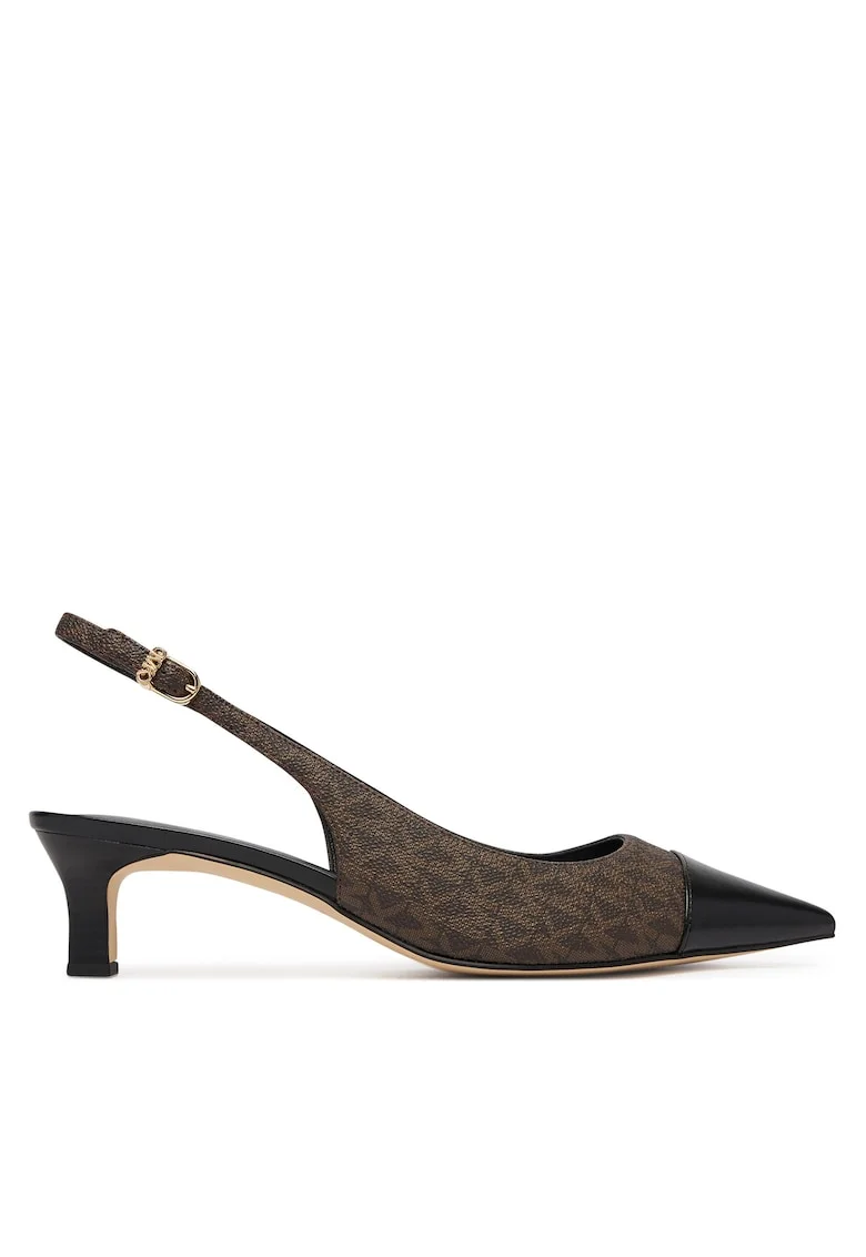 Pantofi dama,  toc mic, piele ecologica, maro