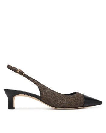 Pantofi dama,  toc mic, piele ecologica, maro