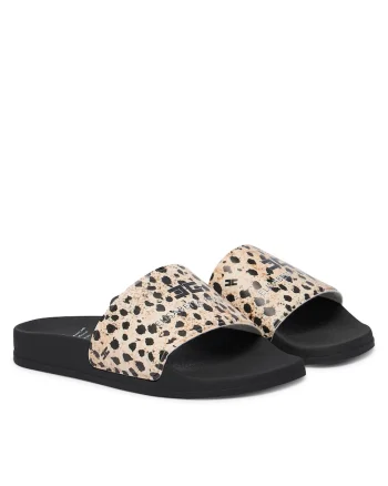 Slapi Fete,  piele ecologica, bej/negru