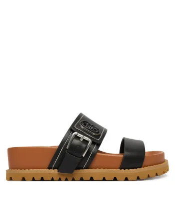 Papuci dama,  piele naturala, negru