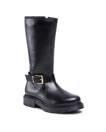Cizme Fete,  piele naturala, negru, fermoar,