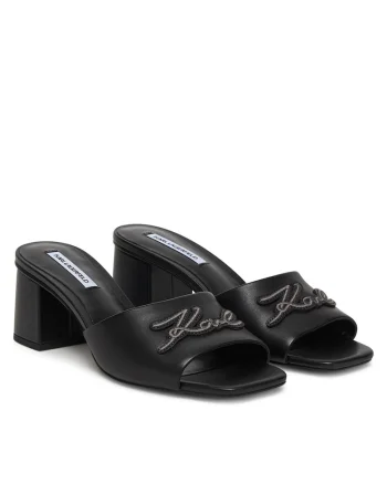 Papuci dama,  KL32400, piele naturala, negru