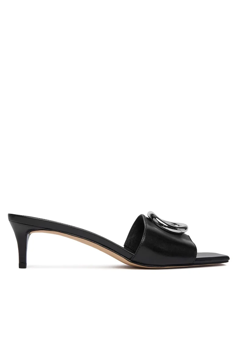 Papuci dama,  piele naturala, toc stiletto, negru