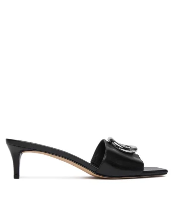 Papuci dama,  piele naturala, toc stiletto, negru