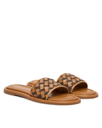 Papuci dama,  40R6DNFS1L, piele naturala, maro