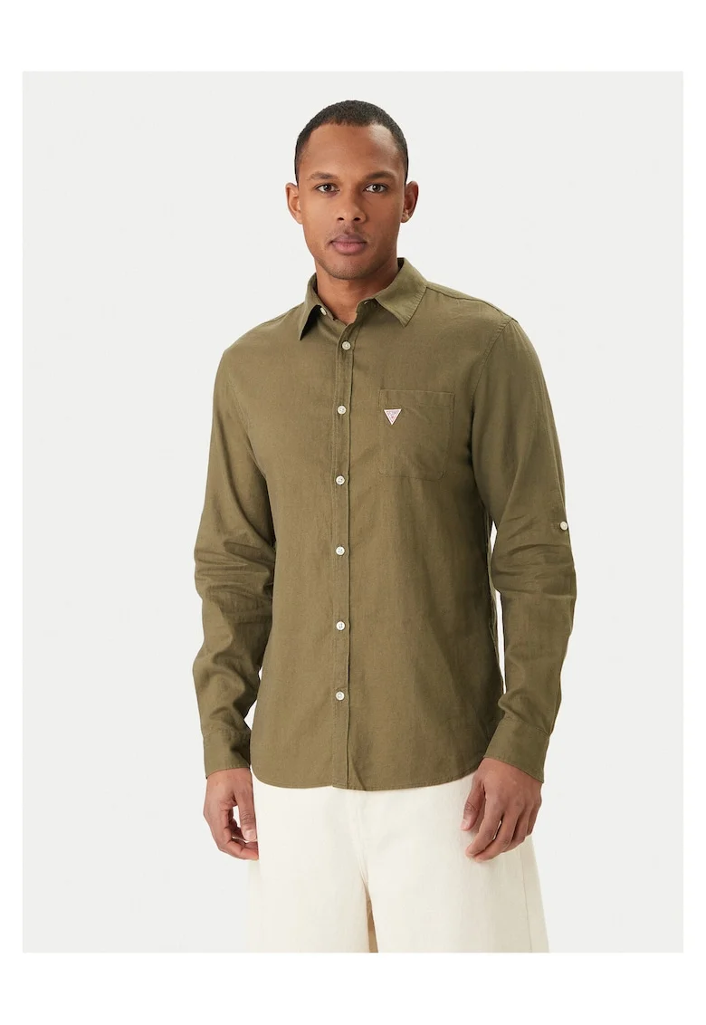 Camasa barbati,  verde, 55% in, 45% viscoza