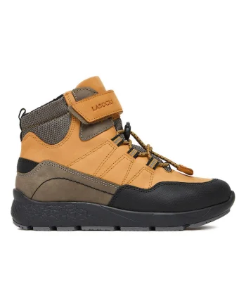 Ghete copii,  piele naturala, velcro, maro,