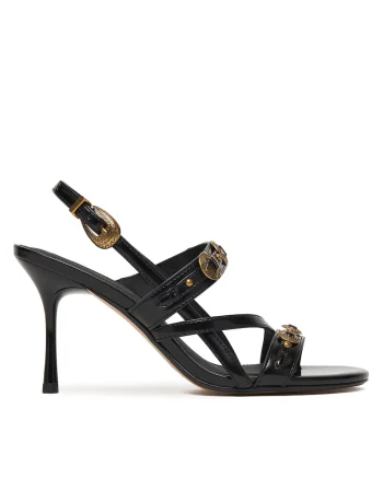 Sandale dama,  stiletto, negru, piele ecologica