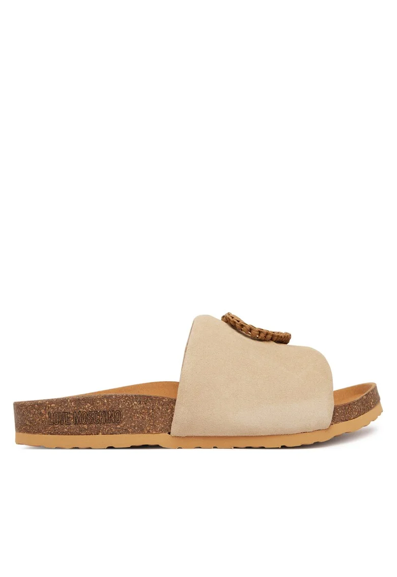 Papuci dama,  piele naturala, bej