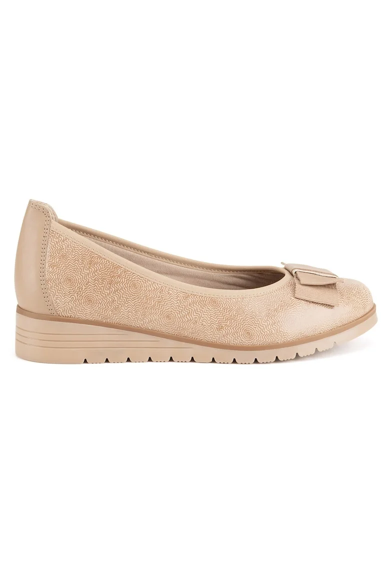 Balerini dama,  piele naturala, bej, toc tip pana