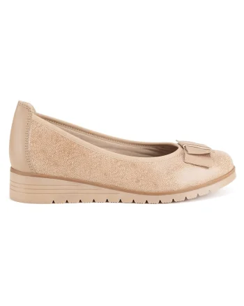 Balerini dama,  piele naturala, bej, toc tip pana
