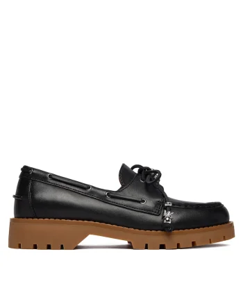 Mocasini dama,  piele naturala, negru, toc