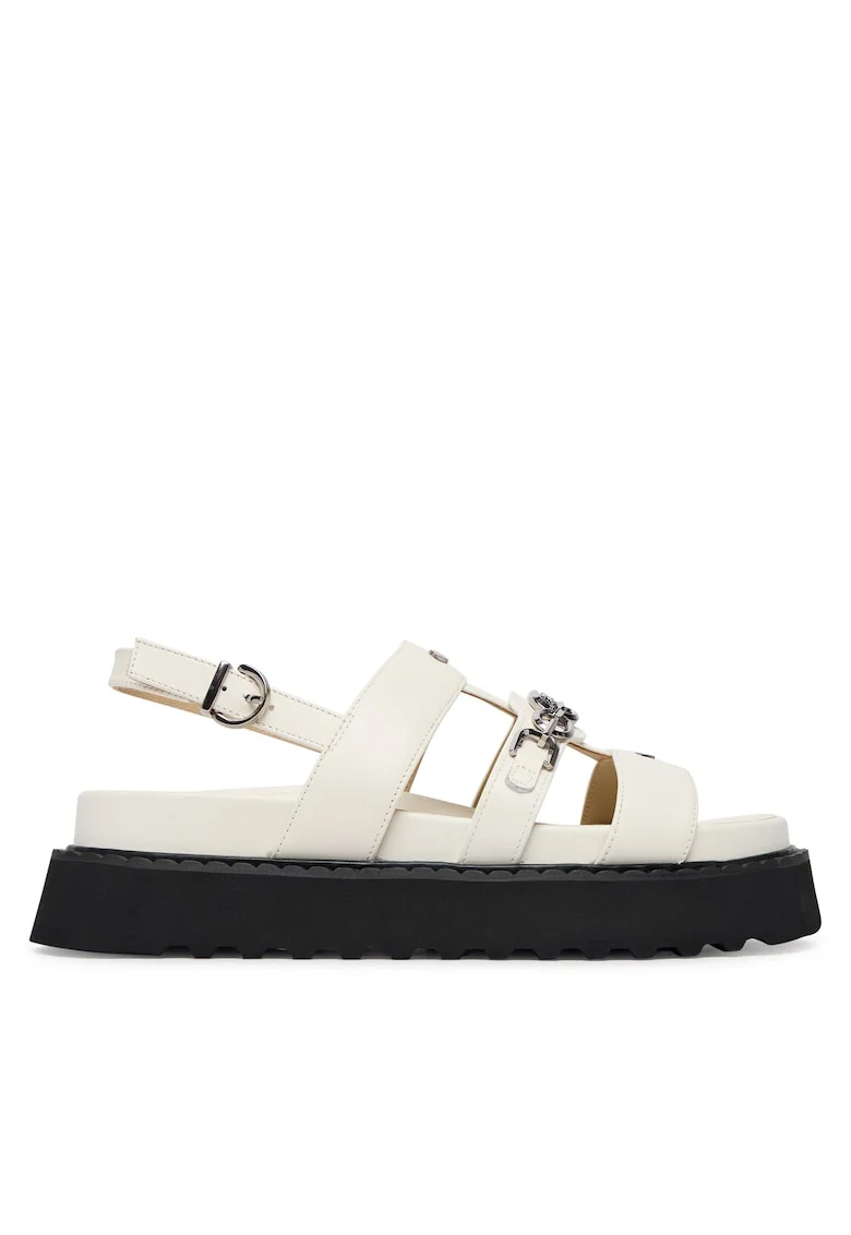 Sandale dama,  piele naturala, alb/negru, piele naturala