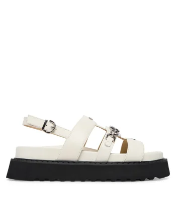 Sandale dama,  piele naturala, alb/negru, piele naturala