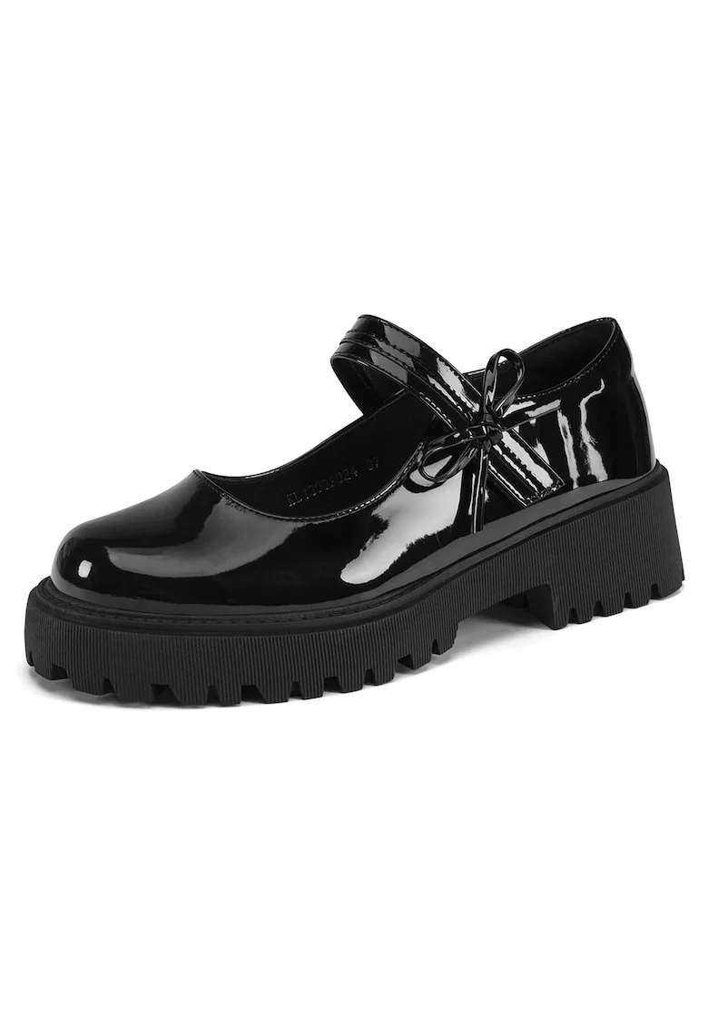 Pantofi dama,  negru, sintetic, talpa groasa, sistem inchidere Velcro